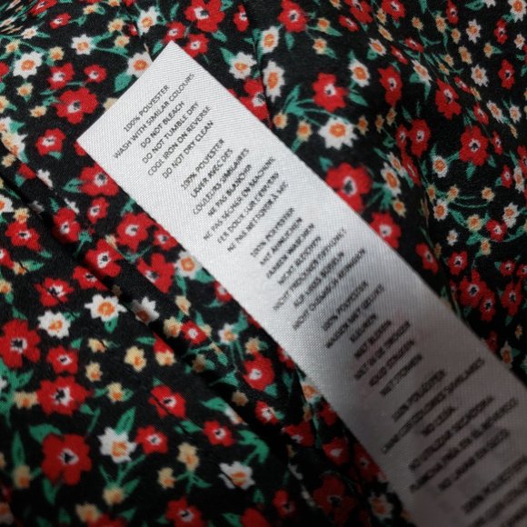 Boohoo Women's size 12 Black Floral Long Sleeve Lightweight Dress - Picture 4 of 7